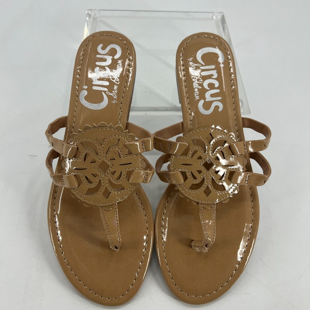 Sam Edelman Circus Women Brown Cherri Tan Faux Leather Flip Flop Sandal Size 8.5 - Picture 6 of 11